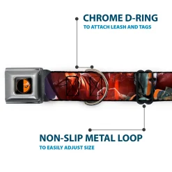 Deadstroke Logo Black/Orange-Red/White Seatbelt Buckle Collar - DEATHSTROKE Pose/BATMAN ARKHAM ORIGINS Logo