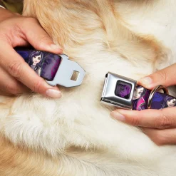 Descendants Dragon Heart Full Color Black/Purples Seatbelt Buckle Collar - Descendants Mal 3-Poses GOOD ISN'T ALWAYS/Hearts/Dragons EASY Purples/Pinks