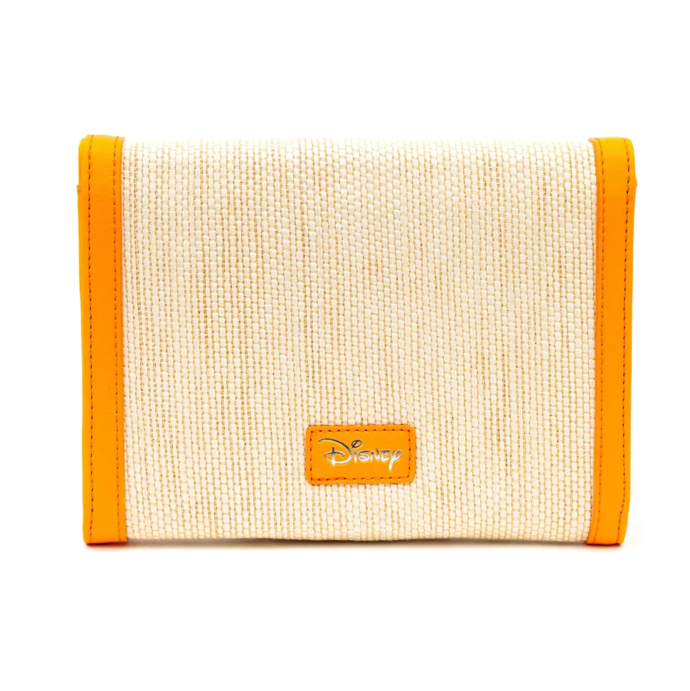 Disney Bag, Horizontal Fold Over Cross Body, Minnie Mouse Embroidered Citrus Ears with Bow Orange, Raffia Straw
