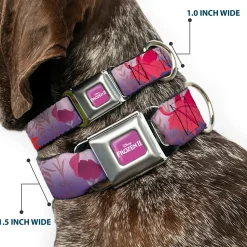 Disney FROZEN II Logo Full Color Purple/White Seatbelt Buckle Collar - Frozen II Swirling Leaves/Floral Trim Purples/Reds