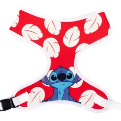 Disney Pet Harness, Lilo & Stitch Stitch Sitting Pose and Leaves Red White