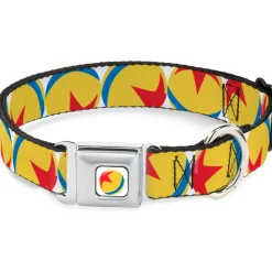 Disney Pixar Luxo Ball Full Color White/Yellow/Blue/Red Seatbelt Buckle Collar - Disney Pixar Luxo Ball Repeat White/Yellow/Blue/Red