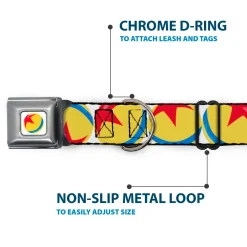 Disney Pixar Luxo Ball Full Color White/Yellow/Blue/Red Seatbelt Buckle Collar - Disney Pixar Luxo Ball Repeat White/Yellow/Blue/Red