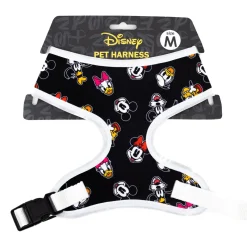 Disney Plastic Buckle Pet Harness, Dog Collar, The Sensational Six Smiling Faces Scattered Black