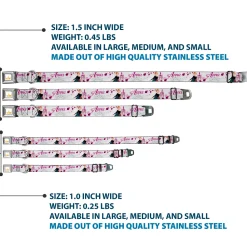 Disney Princess Crown Full Color Golds Seatbelt Buckle Collar - Frozen Anna Castle Pose with Flowers and Script Grays/Pinks