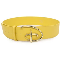 Disney Signature D Logo Gold Cast Buckle - Yellow PU Strap Belt