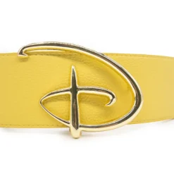 Disney Signature D Logo Gold Cast Buckle - Yellow PU Strap Belt