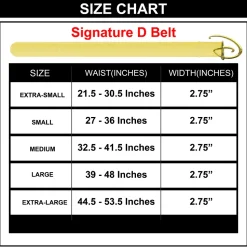 Disney Signature D Logo Gold Cast Buckle - Yellow PU Strap Belt