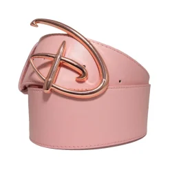 Disney Signature D Logo Rose Gold Cast Buckle - Pink PU Strap Belt