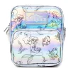 Disney Vegan Leather Cross Body Backpack with Adjustable Strap, The Little Mermaid Ariel and Flounder Poses Iridescent Holographic