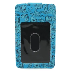 Disney Vegan Leather Wallet, ID Card Holder, Stitch Aladdin Dress Up Scene and Poses Scattered Blue