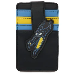 Disney Vegan Leather Wallet, ID Card Holder, Maleficent Dragon Face Black Blue Yellow