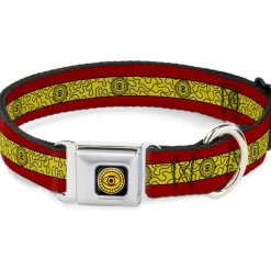 Doctor Strange Eye of Agamotto Full Color Black/Gold Seatbelt Buckle Collar - Doctor Strange Eye of Agamotto Stripe Red/Gold/Black
