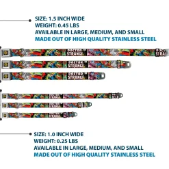 DOCTOR STRANGE MOVIE Doctor Strange Eye of Agamotto Full Color Black Gold Seatbelt Buckle Collar - Classic DOCTOR STRANGE Comic Book Title/4-Poses