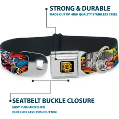 DOCTOR STRANGE MOVIE Doctor Strange Eye of Agamotto Full Color Black Gold Seatbelt Buckle Collar - Classic DOCTOR STRANGE Comic Book Title/4-Poses