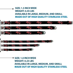 Dodge Challenger R/T Emblem Full Color Black/White/Red Seatbelt Buckle Collar - Dodge Challenger R/T Emblem Repeat Black/Blue/White/Red