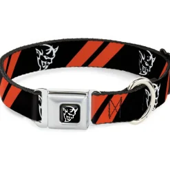Dodge Demon Icon Full Color Black/White Seatbelt Buckle Collar - Dodge Stripes/Demon Icon Black/Red/White