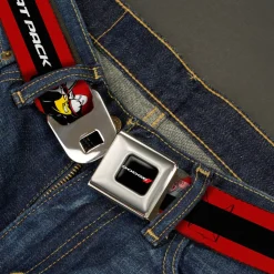Dodge Red Rhombus Full Color Seatbelt Belt - Dodge SCAT PACK Badge Logo Stripe Red/Black/White Webbing