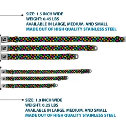 Dog Bone Black/Silver Seatbelt Buckle Collar - Smiley Faces Melted Mini Repeat Angle Black/Multi Neon