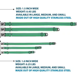 Dog Bone Black/Silver Seatbelt Buckle Collar - Fine Stripes White/Neon Green/Navy