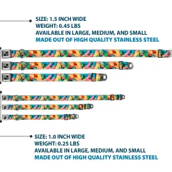 Dog Bone Black/Silver Seatbelt Buckle Collar - Vivid Sour Worms Stacked