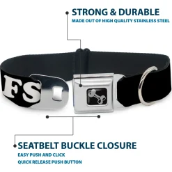 Dog Bone Black/Silver Seatbelt Buckle Collar - I "HEART" DILFS Black/White/Red