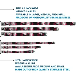 Dog Bone Black/Silver Seatbelt Buckle Collar - Love Me w/Sketch Stars & Stripes Black/White/Fuchsia