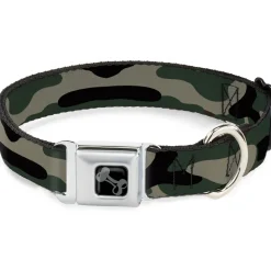 Dog Bone Black/Silver Seatbelt Buckle Collar - Camo Olive3