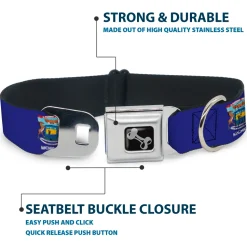 Dog Bone Black/Silver Seatbelt Buckle Collar - Michigan Flag Continuous