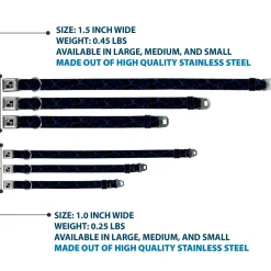 Dog Bone Black/Silver Seatbelt Buckle Collar - Marble Black/Blue