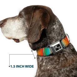 Dog Bone Black/Silver Seatbelt Buckle Collar - Scribble Zarape Fade Brown/Multi Color