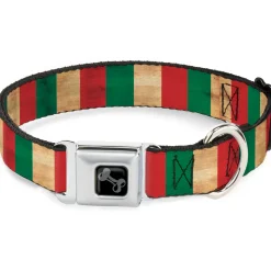 Dog Bone Black/Silver Seatbelt Buckle Collar - Italy Flag Continuous Vintage