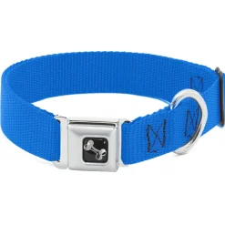 Dog Bone Black/Silver Seatbelt Buckle Collar - Royal Nylon