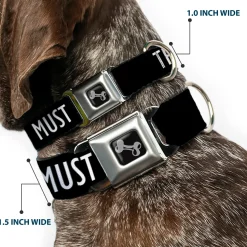 Dog Bone Black/Silver Seatbelt Buckle Collar - THE MOUNTAINS ARE CALLING AND I MUST GO/Mountains Outline3 Black/Gray/White