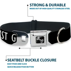 Dog Bone Black/Silver Seatbelt Buckle Collar - THE MOUNTAINS ARE CALLING AND I MUST GO/Mountains Outline3 Black/Gray/White
