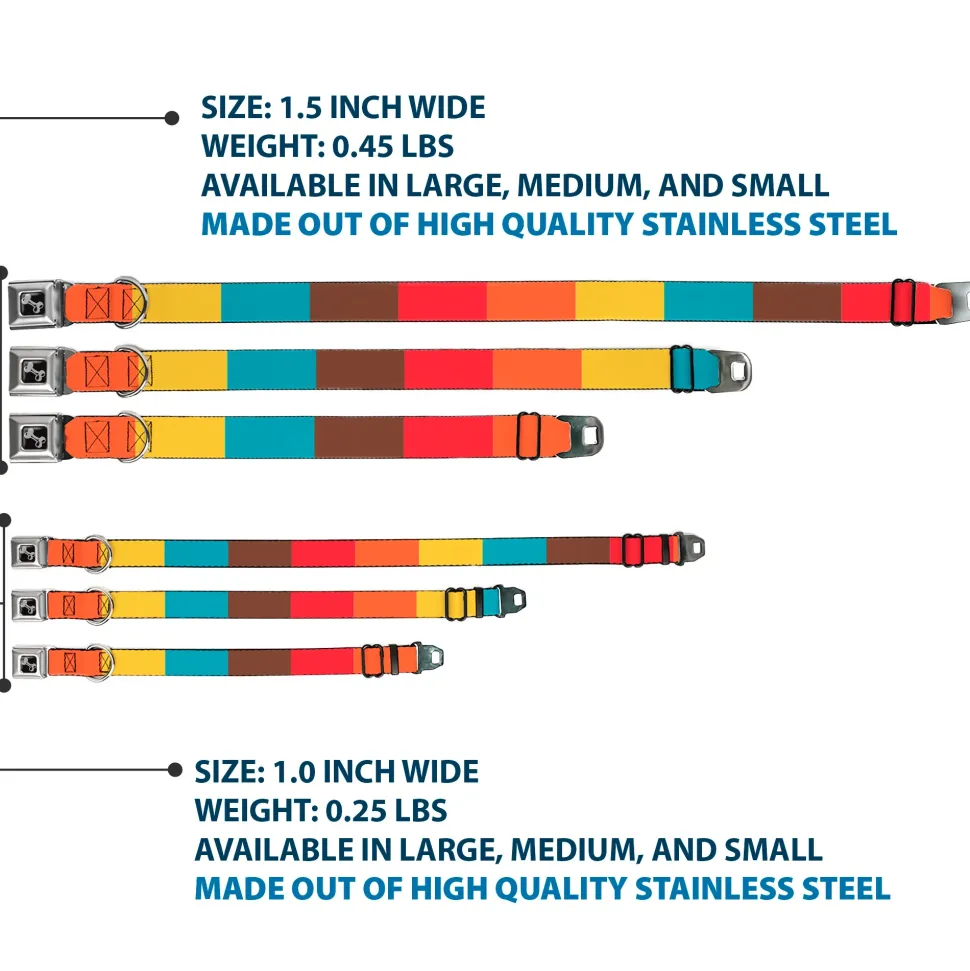 Dog Bone Black/Silver Seatbelt Buckle Collar - Summer Essentials Color Block 9