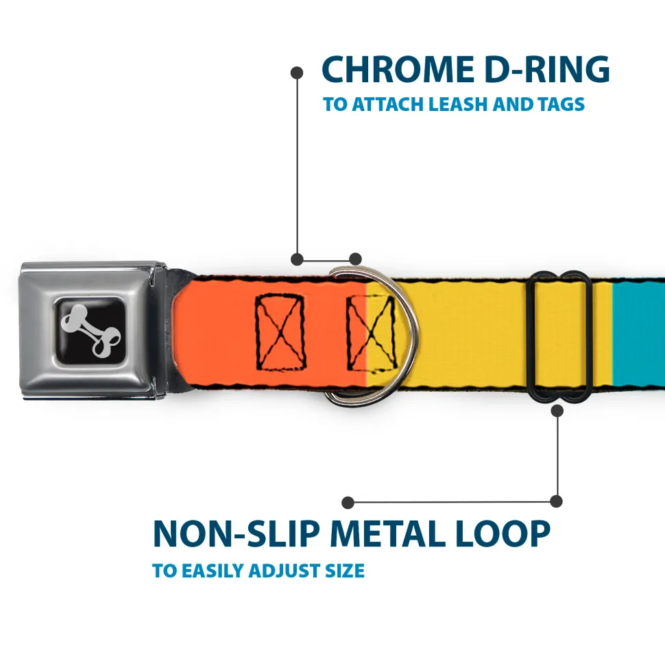 Dog Bone Black/Silver Seatbelt Buckle Collar - Summer Essentials Color Block 9