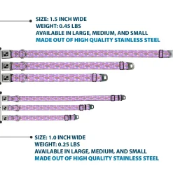 Dog Bone Black/Silver Seatbelt Buckle Collar - Rainbows Scattered Lavender