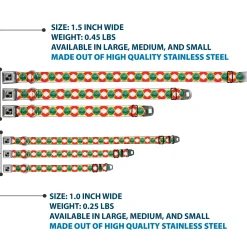 Dog Bone Black/Silver Seatbelt Buckle Collar - Florida Flag Continuous