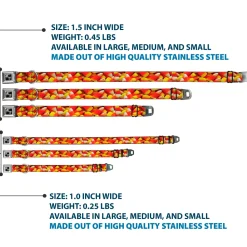 Dog Bone Black/Silver Seatbelt Buckle Collar - Vivid Candy Corn Stacked