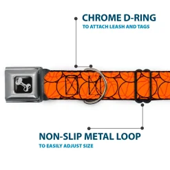 Dog Bone Black/Silver Seatbelt Buckle Collar - Basketballs Stacked