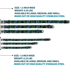 Dog Bone Black/Silver Seatbelt Buckle Collar - Football/Helmet Stripe Black/Neon Green/Blue