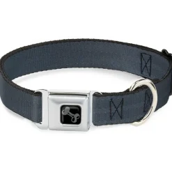 Dog Bone Black/Silver Seatbelt Buckle Collar - Black Panel