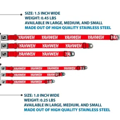 Dog Bone Black/Silver Seatbelt Buckle Collar - YAHWEH Text Red/White