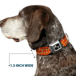Dog Bone Black/Silver Seatbelt Buckle Collar - Brick Wall