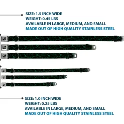 Dog Bone Black/Silver Seatbelt Buckle Collar - Marble Black/Green