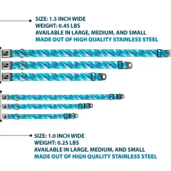 Dog Bone Black/Silver Seatbelt Buckle Collar - Jazzy Wave Scribble White/Teal/Purple