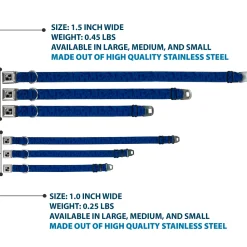 Dog Bone Black/Silver Seatbelt Buckle Collar - Golfing Silhouettes Collage Blues