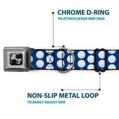 Dog Bone Black/Silver Seatbelt Buckle Collar - Golf Balls Blue/White