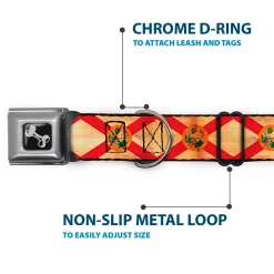 Dog Bone Black/Silver Seatbelt Buckle Collar - Florida Flag Continuous Vintage